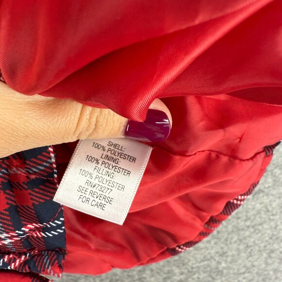 Croft & Barrow Quilted Vest Women M Medium Red Plaid Full Zip Sleeveless Lined - Picture 4 of 6